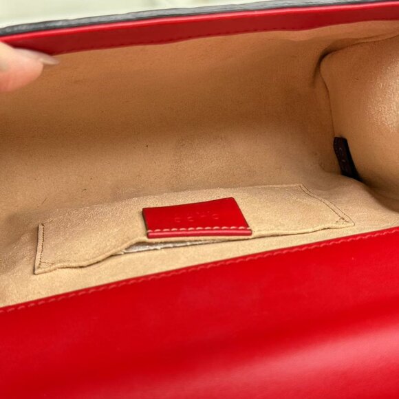 Gucci GG Logo Printed Red Leather Small Padlock Shoulder Bag with Gold Hardware - Picture 10 of 10